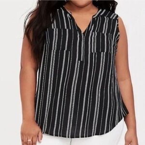 Torrid Harper Black, Blue, and White Striped Sleeveless Top